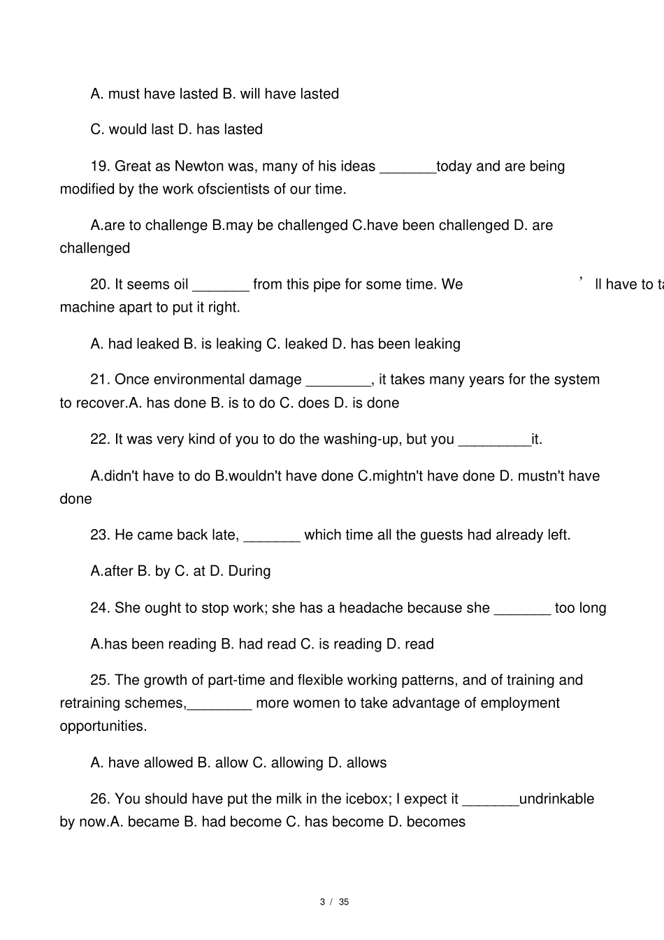 大学英语语法专项练习进步题及其规_第3页