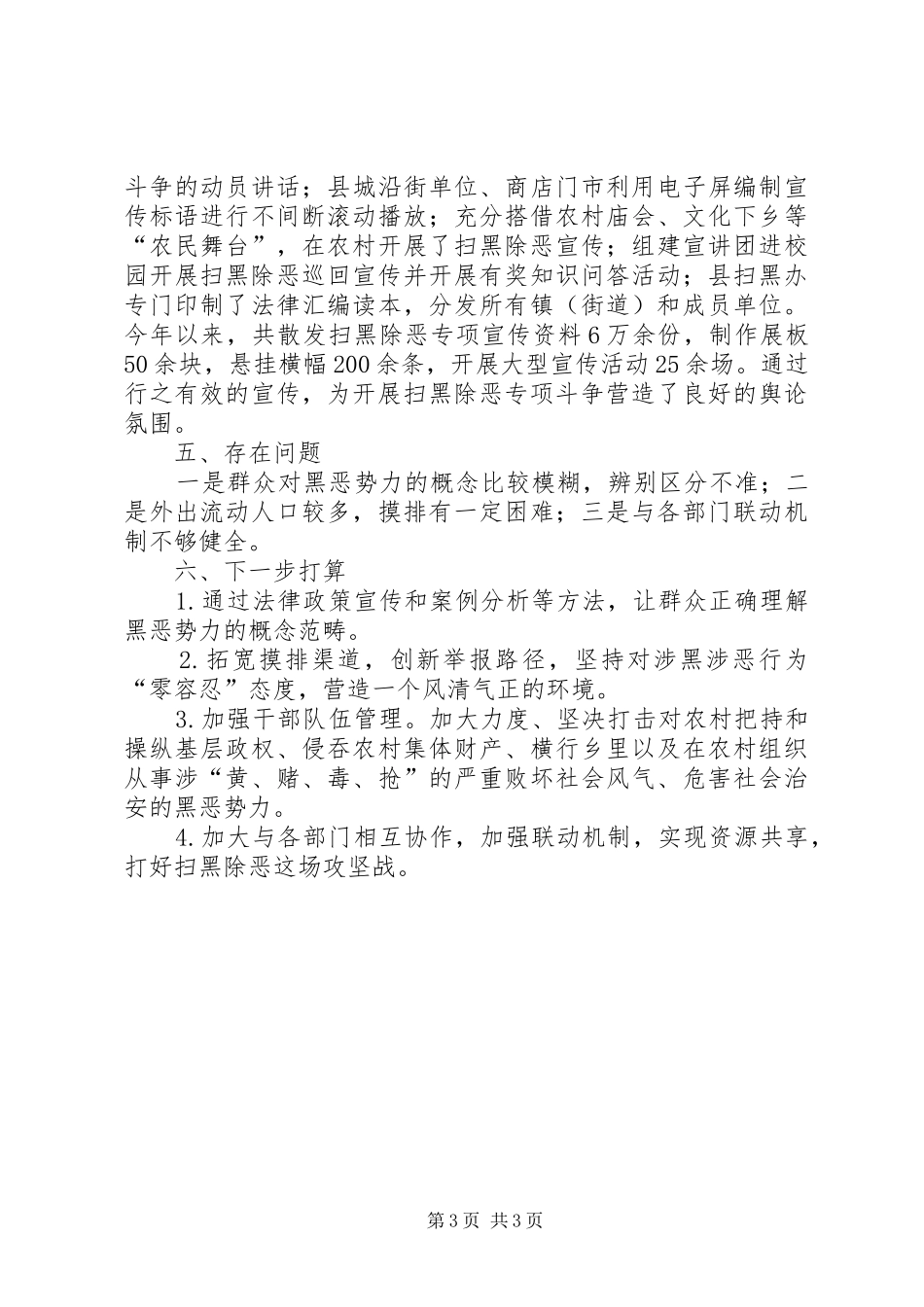 202X年扫黑除恶专项斗争工作总结_第3页