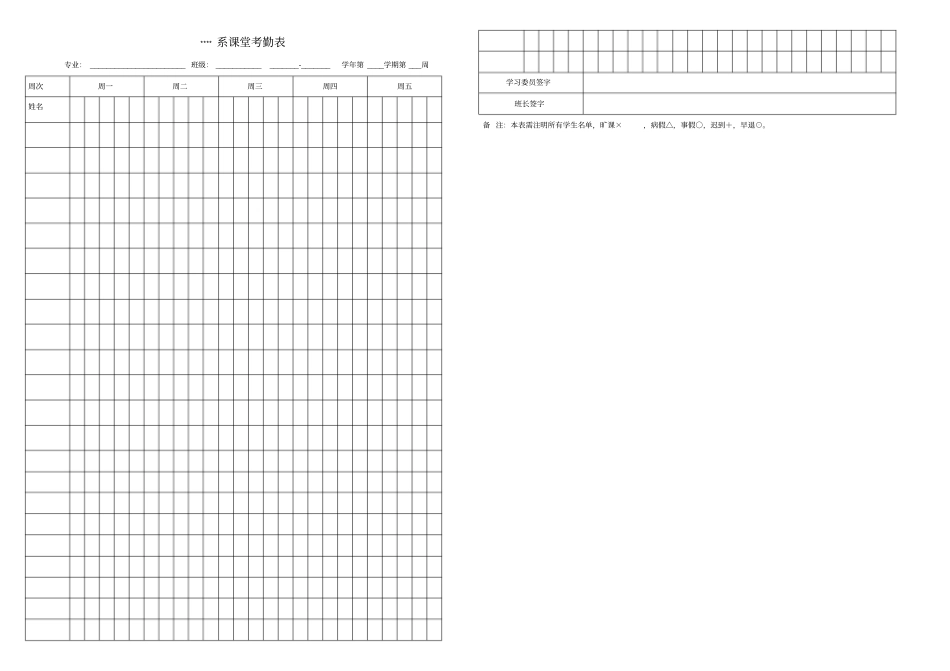 大学课堂考勤表模板_第2页