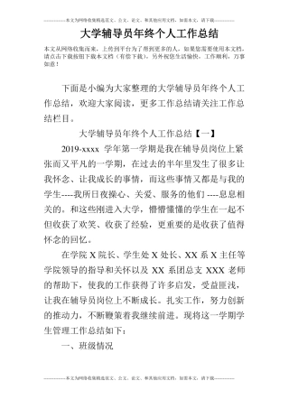 大学辅导员年终个人工作总结