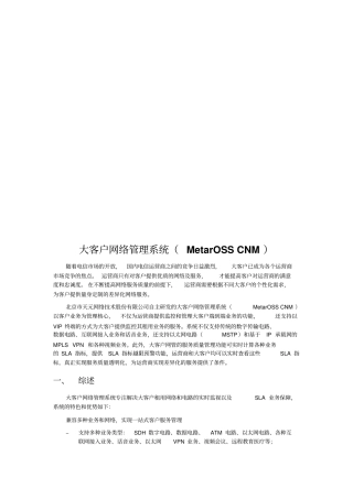 大客户网络管理系统介绍