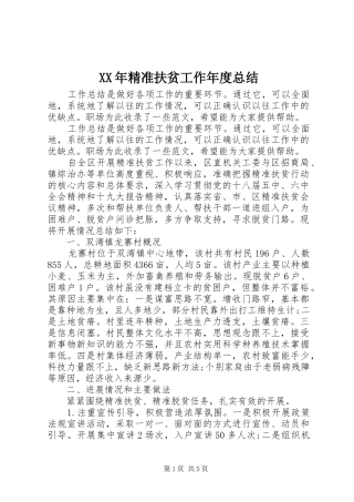 XX年精准扶贫工作年度总结 