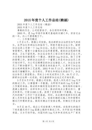 202X年度个人工作总结(赖涵)