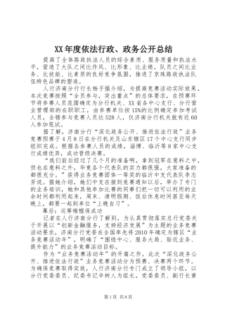 XX年度依法行政、政务公开总结 