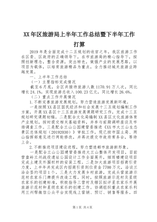 XX年区旅游局上半年工作总结暨下半年工作打算 
