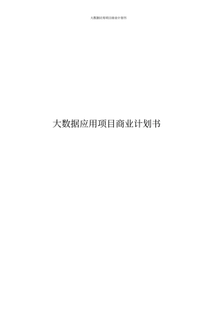 大数据应用项目商业计划书