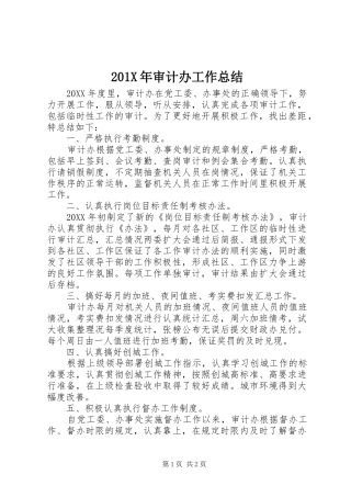 202X年审计办工作总结