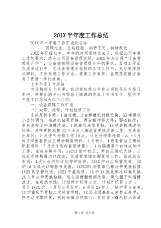 202X半年度工作总结