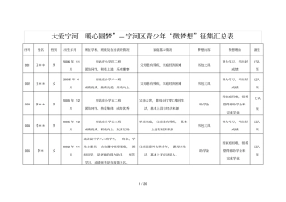 大爱宁河暖心圆梦—宁河区青少年微梦想征集汇总表