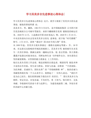 学习其美多吉先进事迹心得体会- 