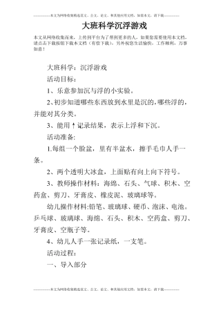 大班科学沉浮游戏