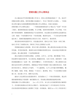 营销内勤工作心得体会 