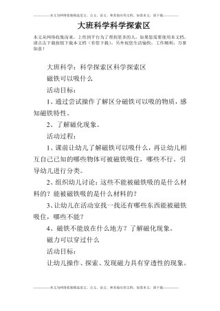 大班科学科学探索区