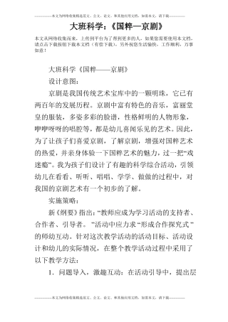大班科学：国粹—京剧