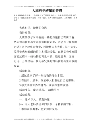 大班科学螃蟹的奇遇