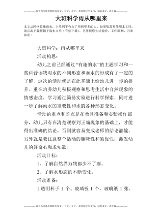 大班科学雨从哪里来