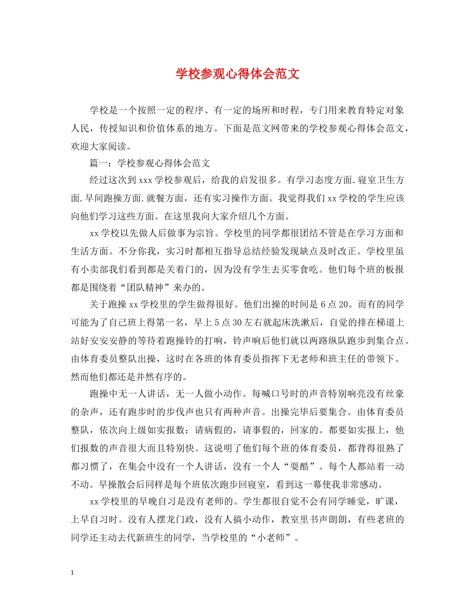 学校参观心得体会范文 _第1页