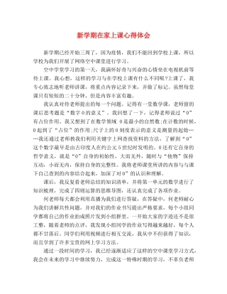 新学期在家上课心得体会 