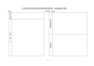 大连科学技术奖终审项目简表