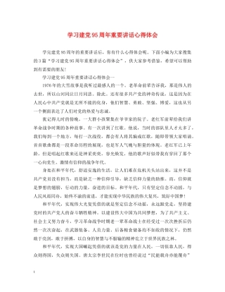 学习建党95周年重要讲话心得体会 