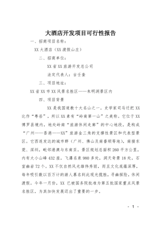 大酒店开发项目可行性报告
