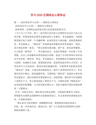 学习2020全国两会心得体会 