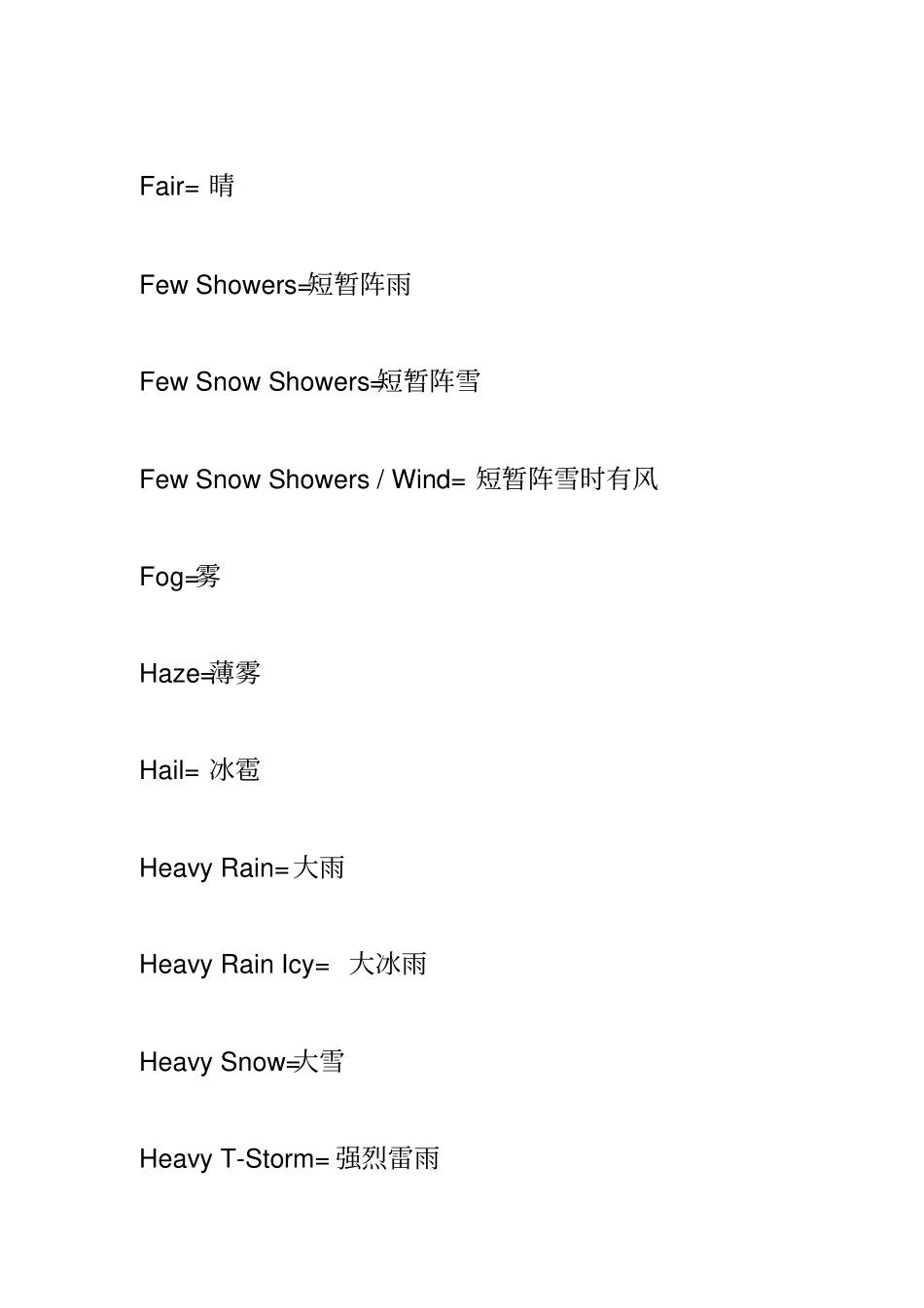 天气的英语词汇资料_第2页