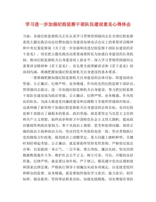 学习进一步加强纪检监察干部队伍建设意见心得体会 