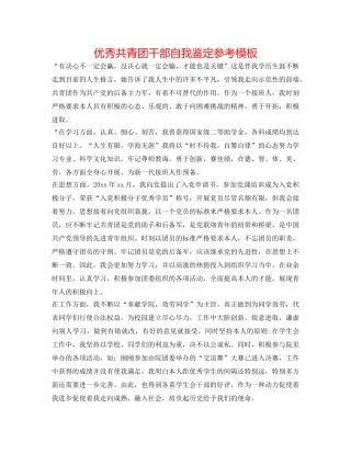 优秀共青团干部自我鉴定参考模板 