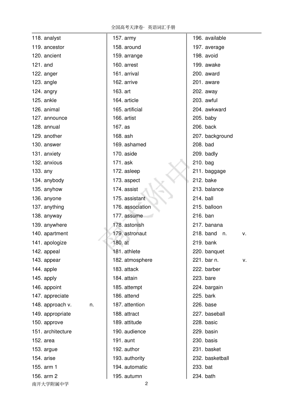 天津高考词汇手册_第2页