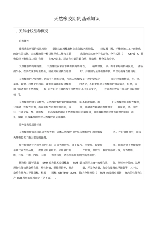 天然橡胶期货基础知识资料