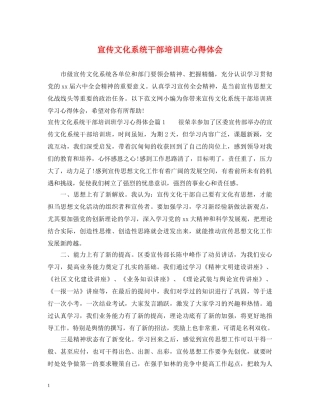 宣传文化系统干部培训班心得体会 