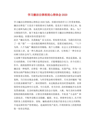 学习廉洁自律准则心得体会2020 