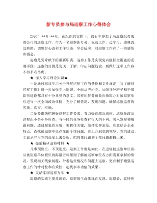 新专员参与局巡察工作心得体会 
