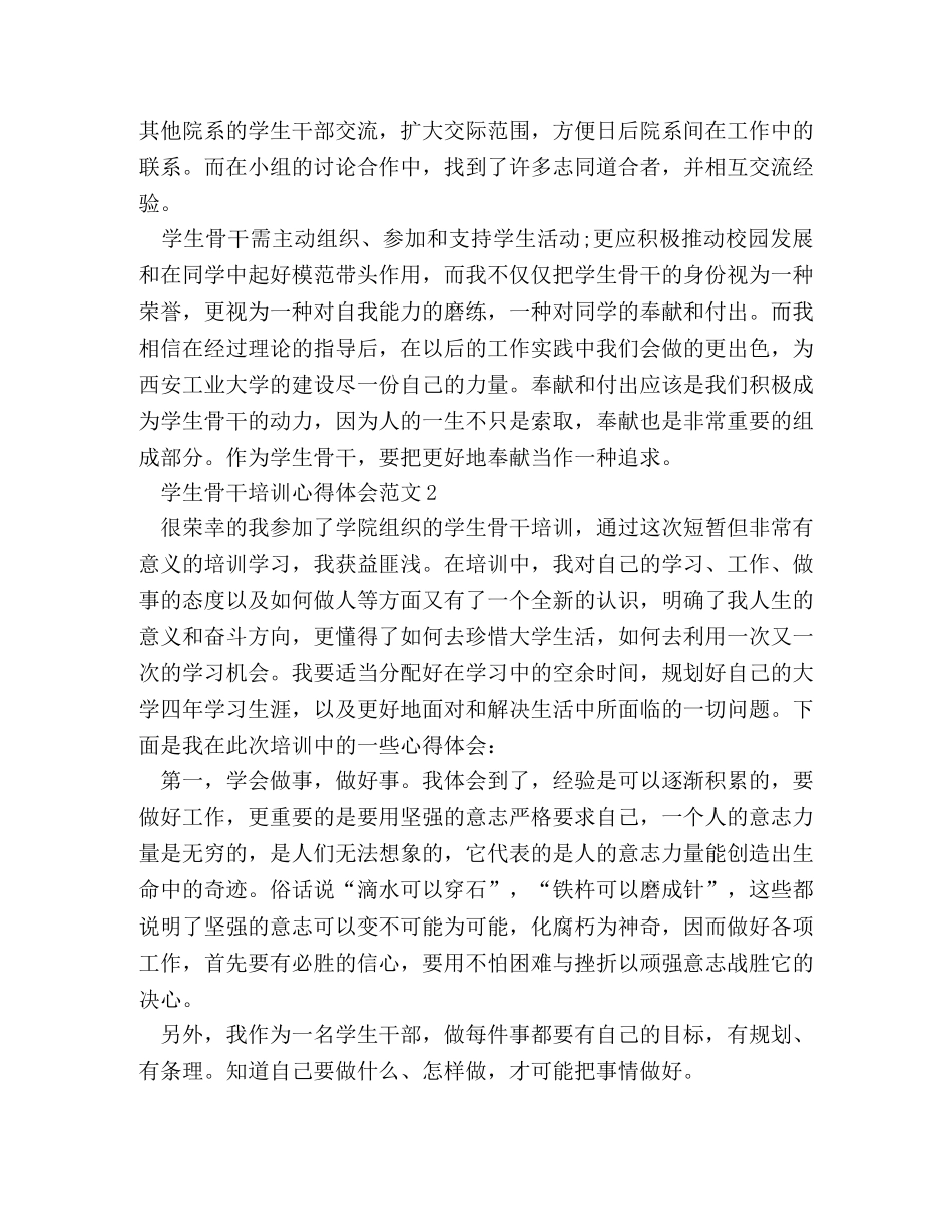 学生骨干培训心得体会范文 _第3页