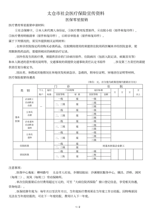 太仓社会医疗保险宣传资料