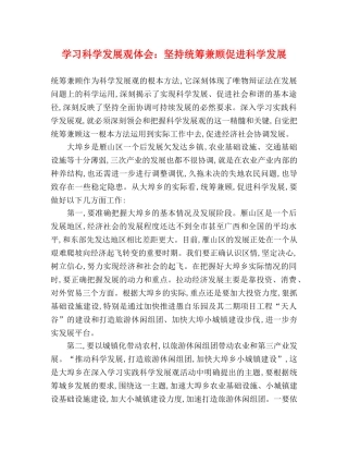 学习科学发展观体会：坚持统筹兼顾促进科学发展 