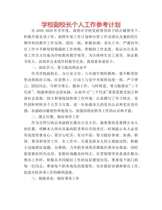 学校副校长个人工作参考计划 
