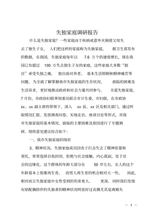 失独家庭调研报告