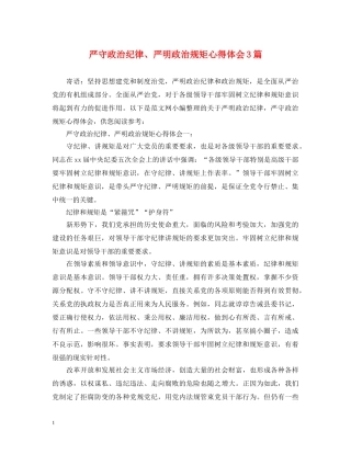 严守政治纪律、严明政治规矩心得体会3篇 