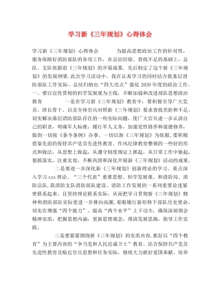 学习新《三年规划》心得体会 