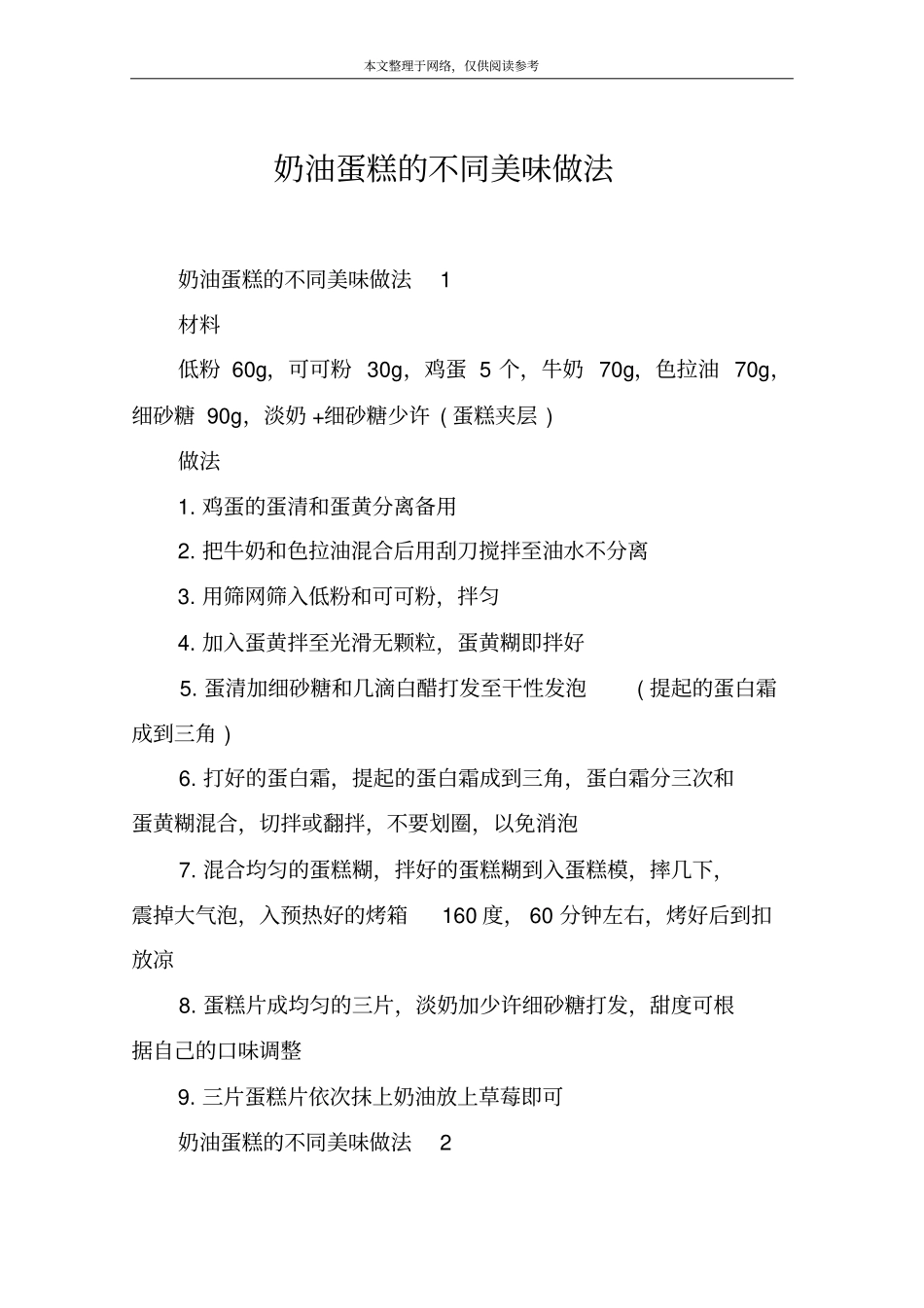 奶油蛋糕的不同美味做法_第1页