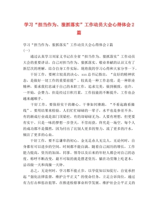 学习“担当作为、狠抓落实”工作动员大会心得体会2篇 