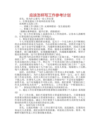应该怎样写工作参考计划 