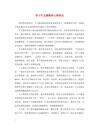 学习牛玉儒精神心得体会 