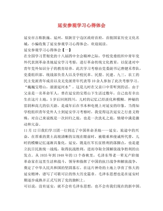 延安参观学习心得体会 