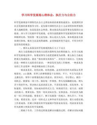 学习科学发展观心得体会：执行力与公信力 