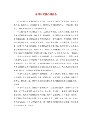 学习牛玉儒心得体会 