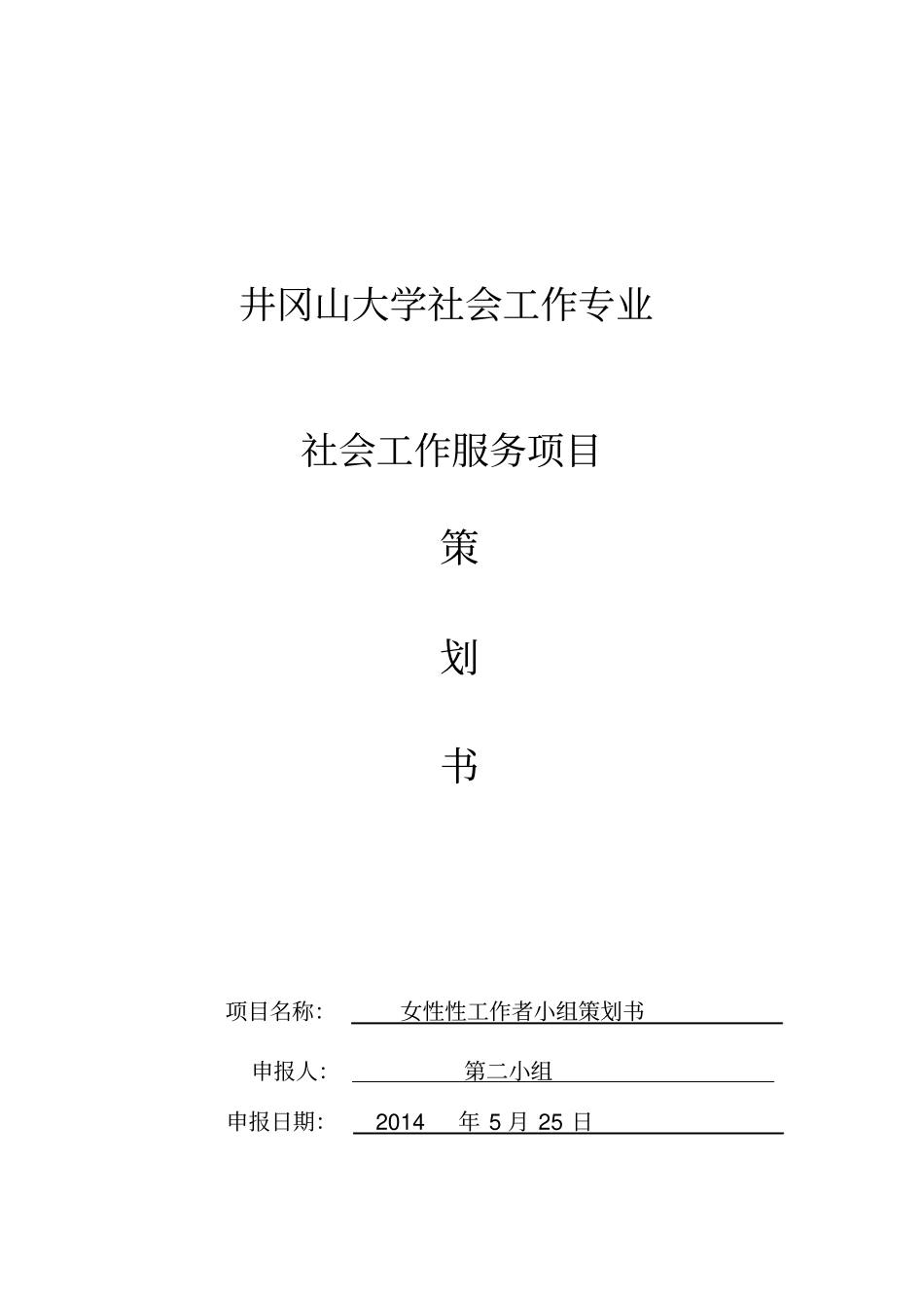 妇女社会工作策划书同名11354_第1页