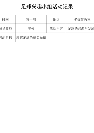足球兴趣小组活动记录